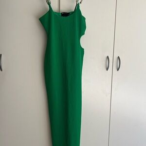 ASOS Design Emerald Green Dress with gold chain - Size 2